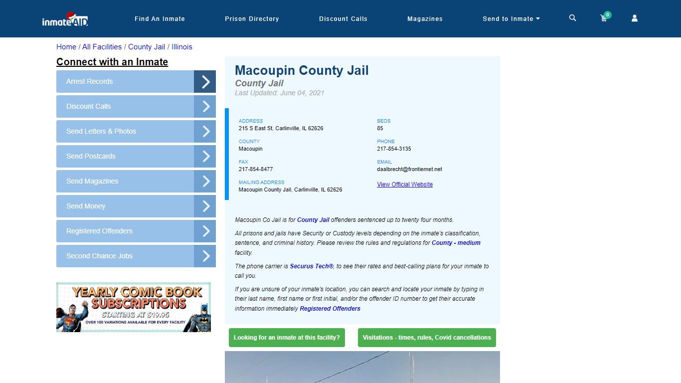 Macoupin County Jail - Inmate Locator - Carlinville, IL