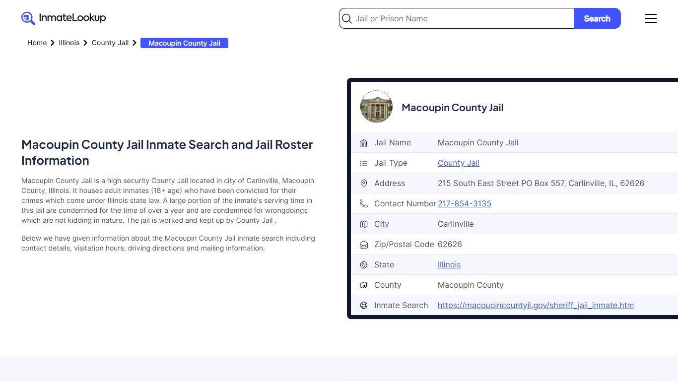 Macoupin County Jail Inmate Search and Jail Roster Information